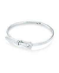Bling Jewelry Stacking Functional Belt Buckle Bangle Bracelet Yellow Gold Platerd Sterling Silver Adjustable 7-8 Inch
