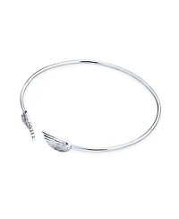 Bling Jewelry Delicate Angel Wing Feather Cuff Bracelet & Stud Earrings Set Sterling Silver