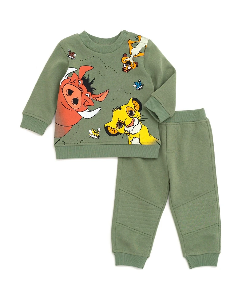 Disney Toddler Boys Lion King Mickey Mouse Winnie the Pooh Toy Story Fleece Sweatshirt and Pants Outfit Set Newborn to