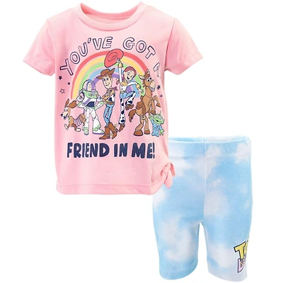 Disney Toddler Girls Moana Winnie the Pooh Lion King Pixar Toy Story Lilo & Stitch T-Shirt Shorts Outfit Set to