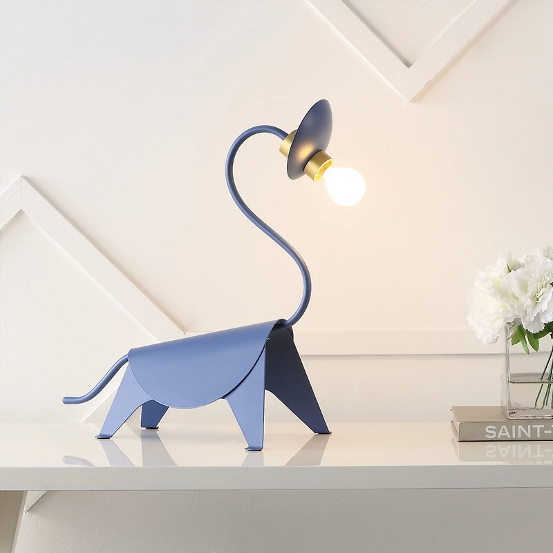 Jonathan Y Bradley 16" Modern Industrial Iron Brachiosaurus Led Kids' Lamp, Blue