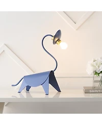 Jonathan Y Bradley 16" Modern Industrial Iron Brachiosaurus Led Kids' Lamp, Blue