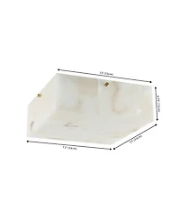 Jonathan Y Giulia 13" 2-Light Modern Contemporary Alabaster/Iron Square Led Flush Mount, White Marbling/Brass Gold