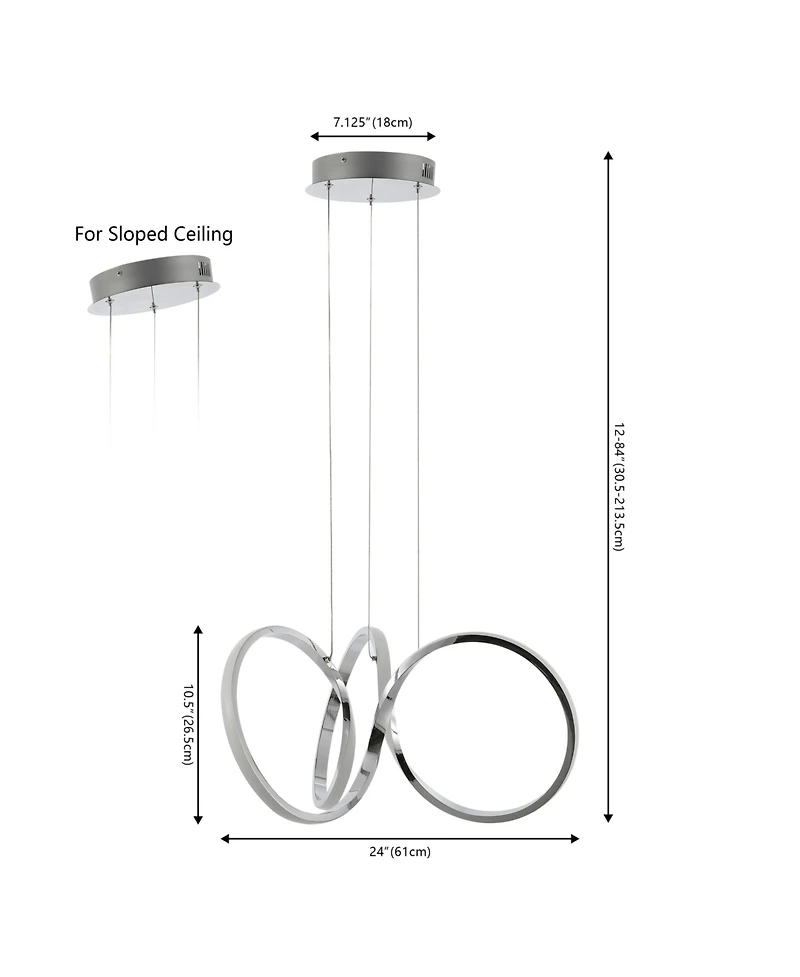 Jonathan Y Helix 24" 1-Light Contemporary Minimalist Aluminum Ribbon Integrated Led Pendant, Chrome/Silver