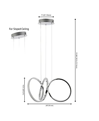 Jonathan Y Helix 24" 1-Light Contemporary Minimalist Aluminum Ribbon Integrated Led Pendant, Chrome/Silver
