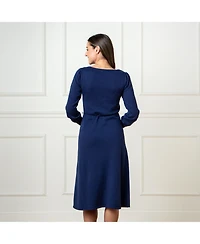 Hope & Henry Women's Organic Bellow Sleeve Pointelle Sweater Dress