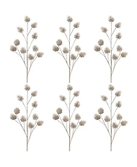 Set of 6 Glitter Pine Cone Sprays Perfect for Holiday and Winter Decor