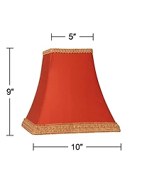 Springcrest Rust Small Square Sided Lamp Shade 5" Top x 10" Bottom x 9" Height (Spider) Replacement with Harp and Finial