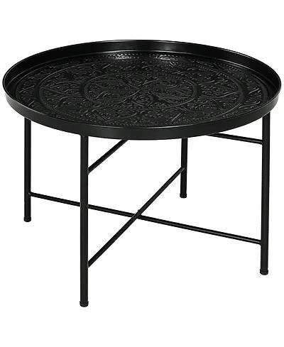 Homcom 24" Round Table with Hamme Tray Top & Metal Frame,