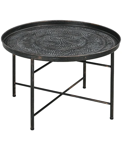 Homcom 24" Round Table with Hamme Tray Top & Metal Frame,