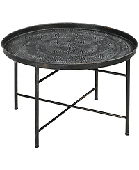 Homcom 24" Round Table with Hamme Tray Top & Metal Frame,