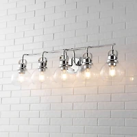 Jonathan Y Shirley 36.25" 5-Light Metal/Seeded Glass Vanity Light, Chrome