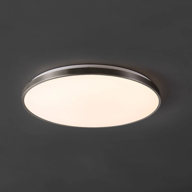 Jonathan Y Astrid 21.25" 1-Light Modern Minimalist Iron Circle Integrated Led Flush Mount, Brushed Nickel