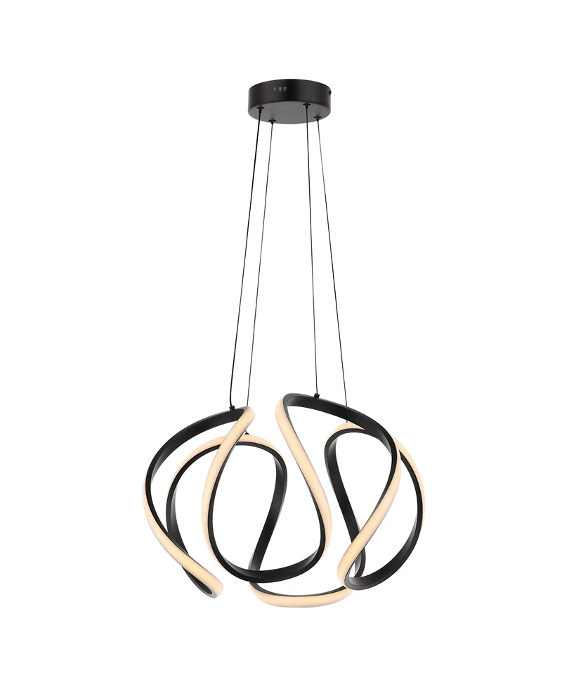 Jonathan Y Euphoria 18.5" 1-Light Contemporary Designer Aluminum/Iron Scribble Integrated Led Pendant Light, Black