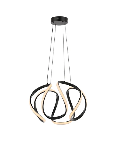 Jonathan Y Euphoria 18.5" 1-Light Contemporary Designer Aluminum/Iron Scribble Integrated Led Pendant Light, Black