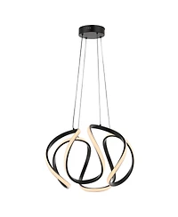 Jonathan Y Euphoria 18.5" 1-Light Contemporary Designer Aluminum/Iron Scribble Integrated Led Pendant Light, Black