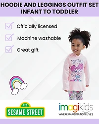 Sesame Street Toddler Girls Rainbow Fleece Hoodie and Leggings Outfit Set