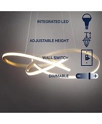 Jonathan Y Alexia 25" Abstract Integrated Led Metal Adjustable Pendant