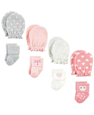 Hudson Baby Baby Girls Hudson Socks and Mittens Set, Safari Girl, 0-6 Months