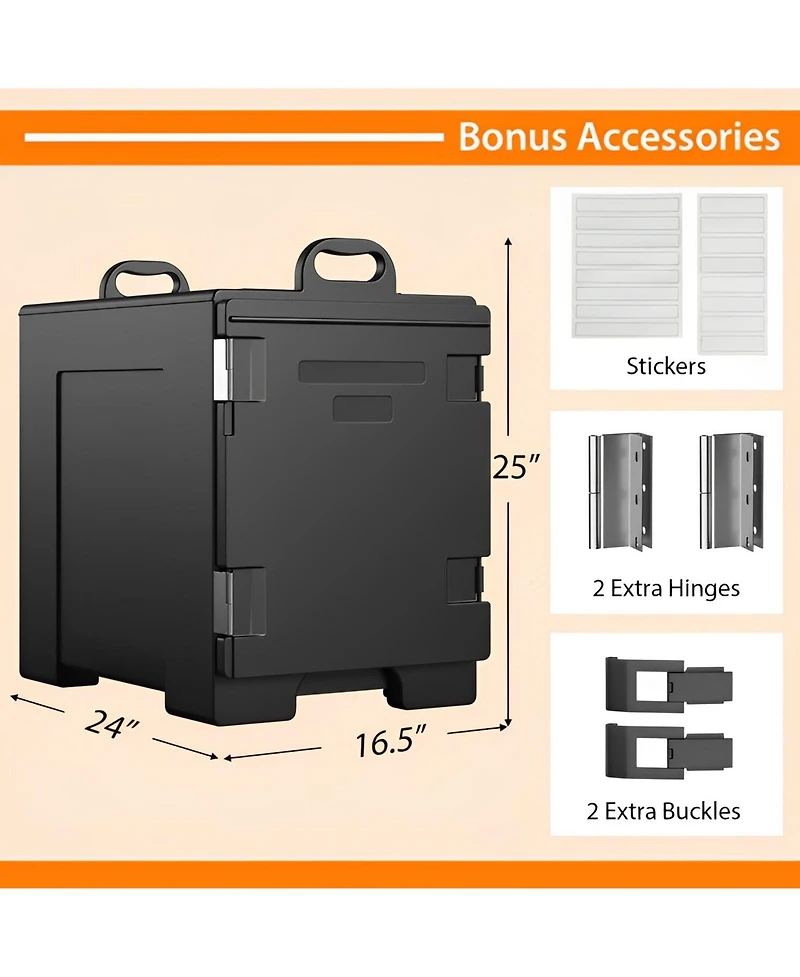 Skonyon 81 Quart Capacity End-loading Insulated Food Pan Carrier with Handles