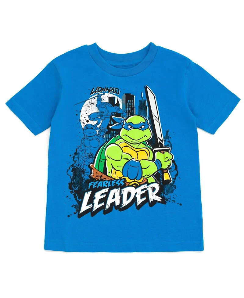 Teenage Mutant Ninja Turtles Toddler Boys Leonardo Michelangelo Raphael Donatello 4 Pack T-Shirts to