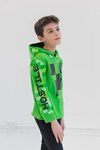 Minecraft Little Boys Creeper Fleece Pullover Hoodie and Pants Outfit Set