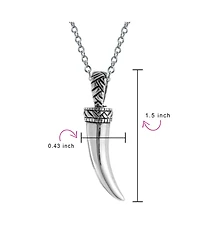 Bling Jewelry Protection Tooth Amulet Italian Horn Pendant Necklace Oxidized Sterling Silver With Chain