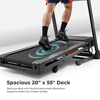 Sunny Health & Fitness Treadmill Elite Smart Auto Incline 20” Deck Treadmill with 300 Lb Weight Capacity