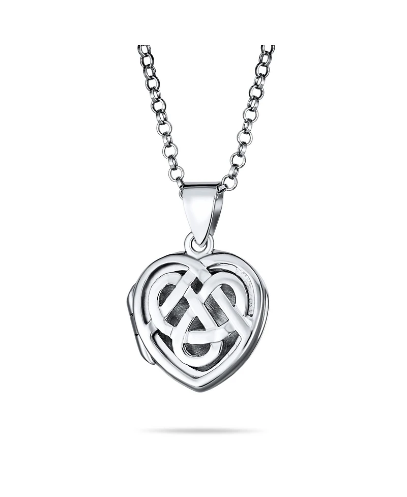 Bling Jewelry Small Bff Infinity Knot Celtic Heart Lockets Aromatherapy Essential Oil Perfume Diffuser Photo Holder Silver Necklace Pendant