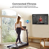 Sunny Health & Fitness Interactive Slim Folding Treadmill with 12-Level Auto Incline, Advanced Brushless Motor & Free SunnyFit App via Bluetooth  
