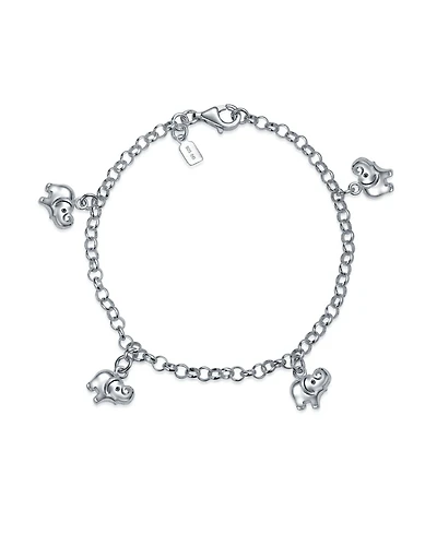 Bling Jewelry Good Luck Zoo Animal Lucky Multi Dangling Elephant Charm Bracelet Sterling Silver 7.5 Inch
