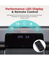 Sunny Health & Fitness Under Desk Smart Treadpad, Slim Walking Treadmill with Arm Exerciser