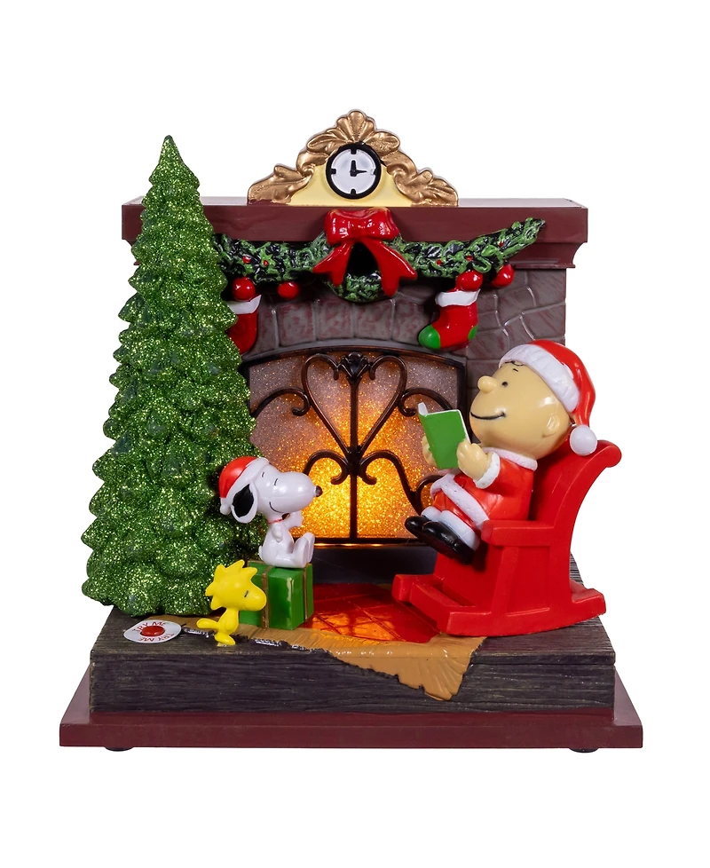 Kurt Adler Peanuts Battery-Operated Musical Fireplace Table Piece, 6 Inches