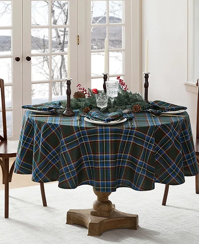 Elrene Stowe Tartan Holiday Plaid Round Tablecloth, 70"x 70"