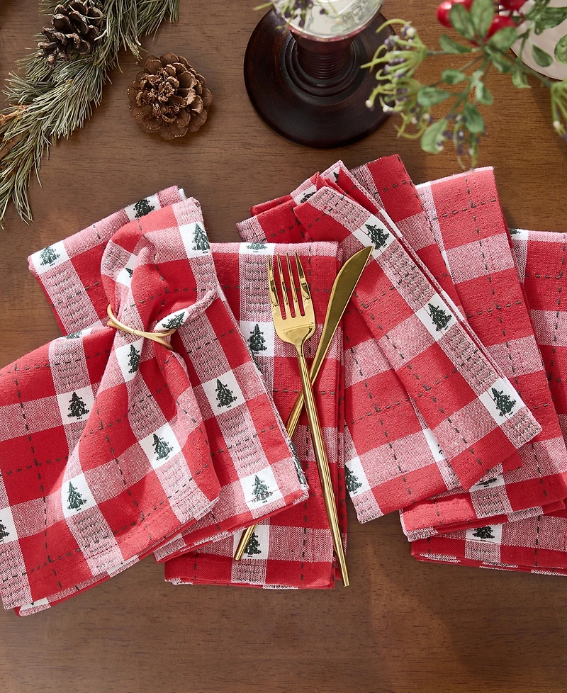 Elrene Sherwood Tree Dobby Cotton Napkins 17"x 17", Set of 8