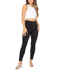 Celebrity Pink Juniors' High-Rise Distressed Curvy Skinny Jeans