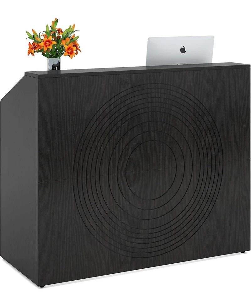 Tribesigns Reception Desk with Counter, Modern Front Desk Reception Room Table with Cable Grommet, 47 inch Retail Counter for Checkout, Lobby, Beauty