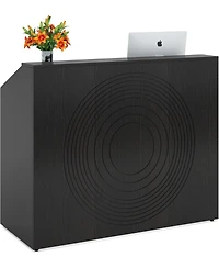 Tribesigns Reception Desk with Counter, Modern Front Desk Reception Room Table with Cable Grommet, 47 inch Retail Counter for Checkout, Lobby, Beauty