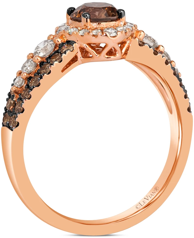 Le Vian Chocolate Diamond & Nude Diamond (1-1/2 ct. t.w.) Halo Ring in 14k Rose Gold