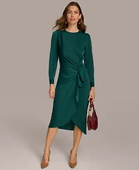Donna Karan New York Women's Jewel-Neck Ruffle-Front Dress