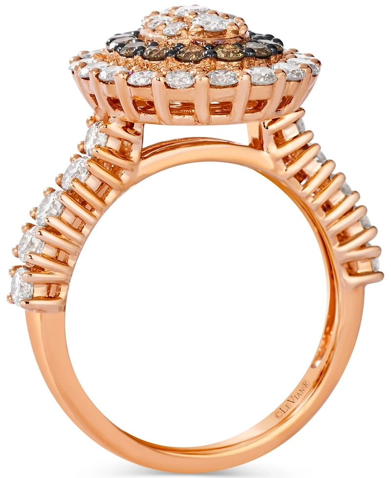 Le Vian Chocolate Diamond & Nude Halo Cluster Ring (2 ct. t.w.) 14k Rose Gold