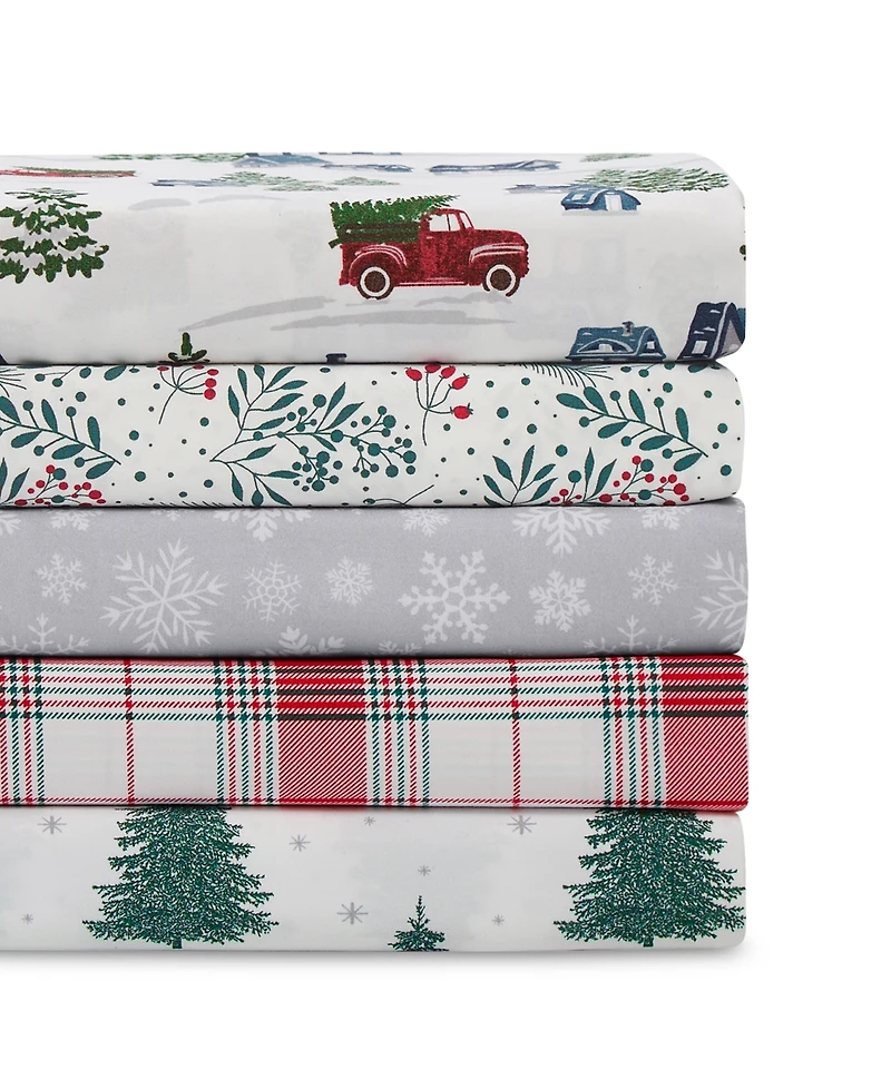 Sanders Holiday Printed Microfiber 3-Pc. Sheet Set, Twin