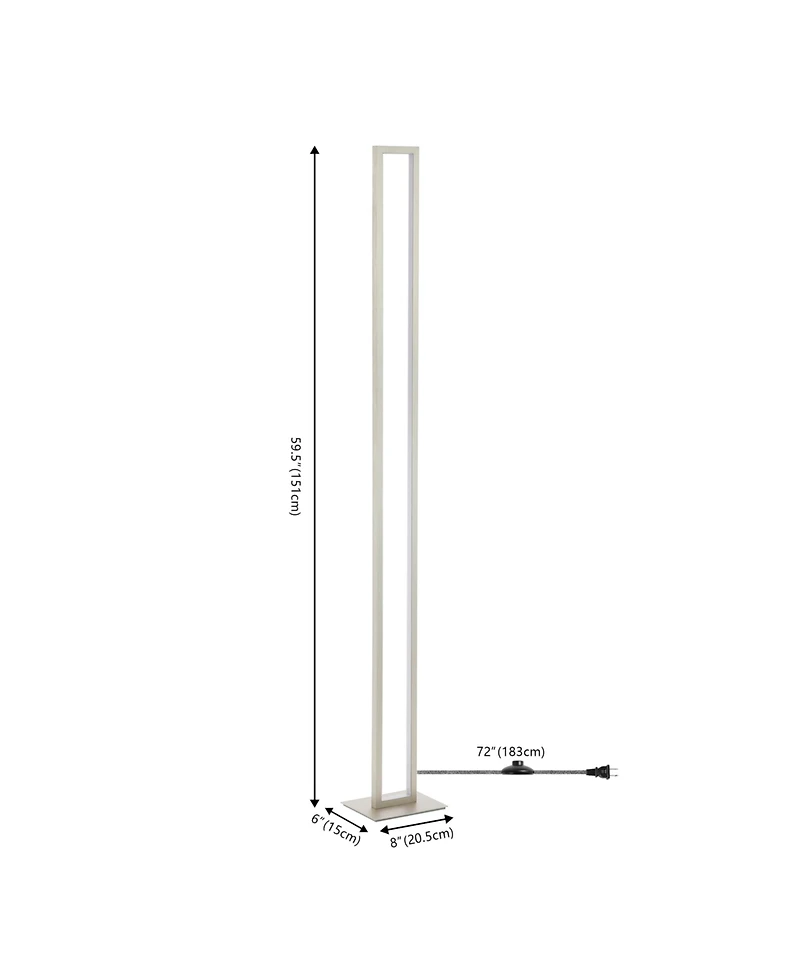 Jonathan Y Johan 59.5" Modern Minimalist Aluminum Integrated Tower Led Floor Lamp, Nickel