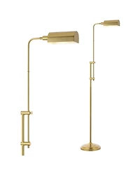 Jonathan Y Zinnia 63" Industrial Minimalist Height-Adjustable Iron Pharmacy Led Floor Lamp, Brass Gold