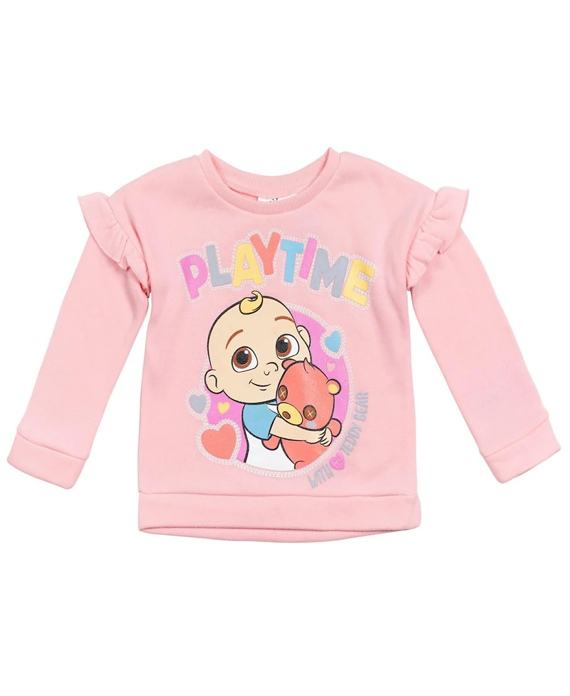 CoComelon Toddler Girls Jj Baby Pullover Fleece Sweatshirt and Pants Set to