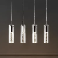 Jonathan Y Mium 29.5" 4-Light Modern Style Iron/Crystal/Glass Integrated Led Linear Pendant, Chrome