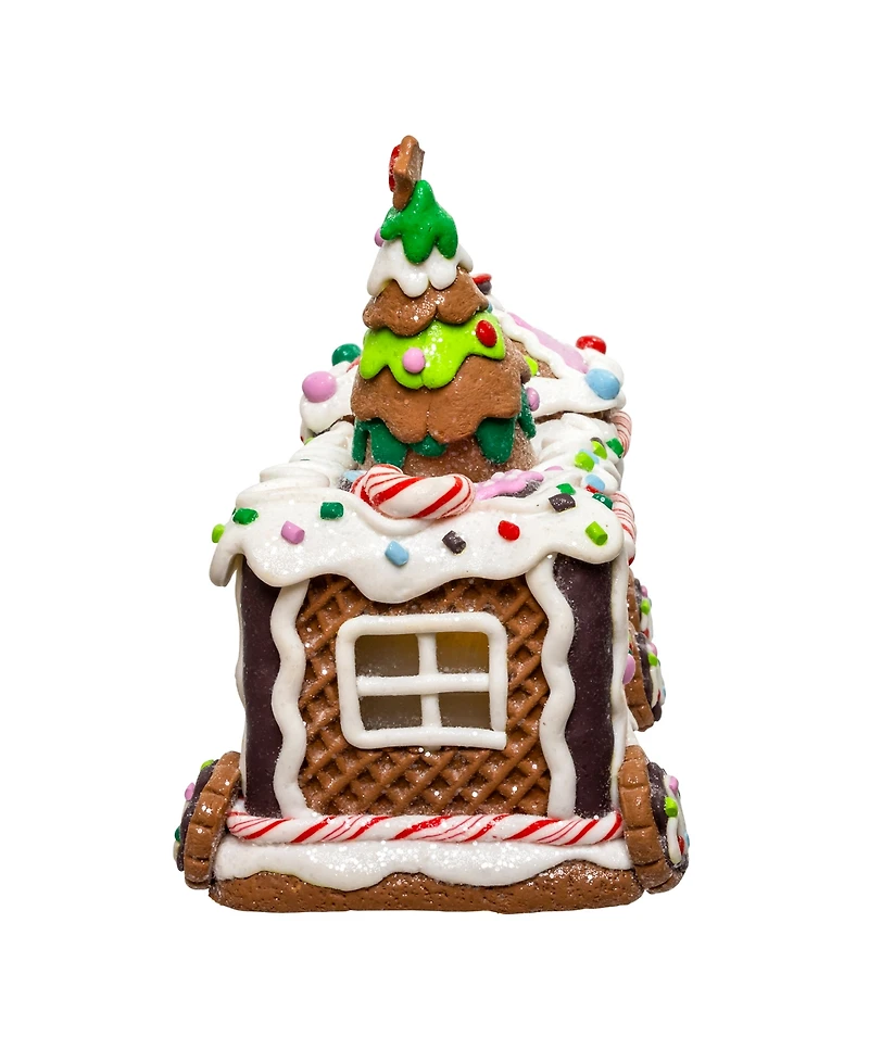 Kurt Adler 7-Inch Led Gingerbread Train with Tree Table Piece
