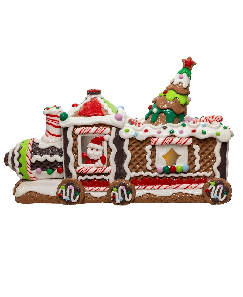 Kurt Adler 7-Inch Led Gingerbread Train with Tree Table Piece