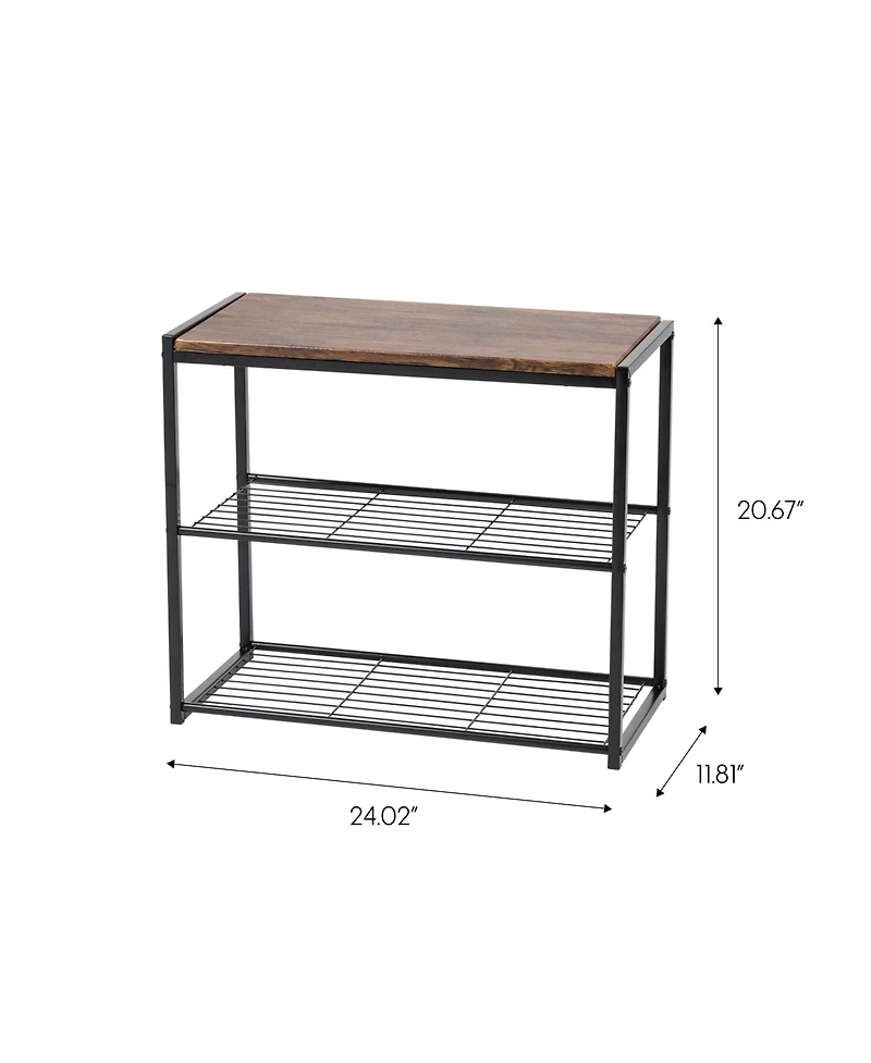 Iris 3-Tier Stackable Shoe Racks for Entryway, Black