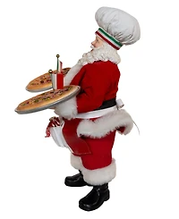 Kurt Adler 11-Inch Fabriche Chef Santa Holding Two Trays of Pizza